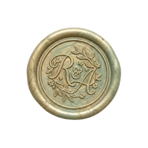 Wax seal with the monogram R and A
